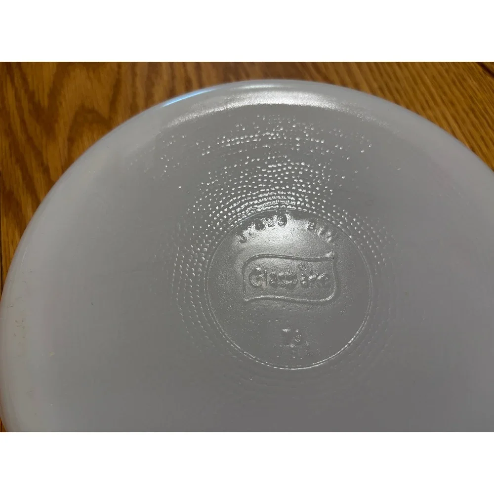 Glasbake Green Daisy Milk Glass Round Casserole Dish with Lid J2629 Vintage MCM